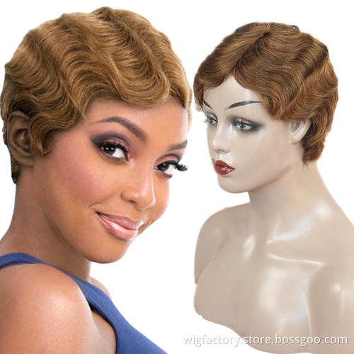 cheapest Brazilian hair, Large stock machine made 100% human hair wigs, machine made pixie wig short human hair curl wigs